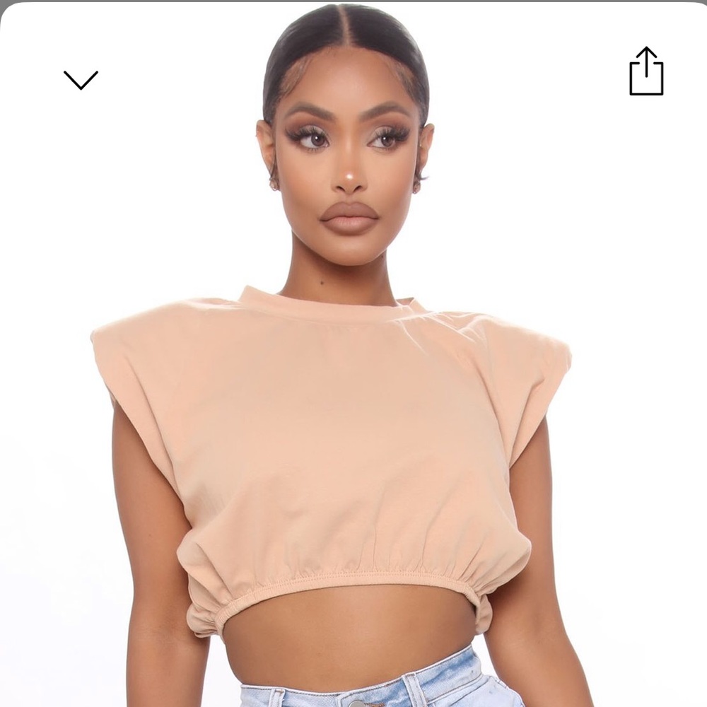 Shoulder pad crop top